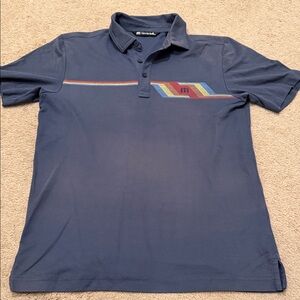 Men's Navy Polo Shirt with Retro Stripe Travis Mathew